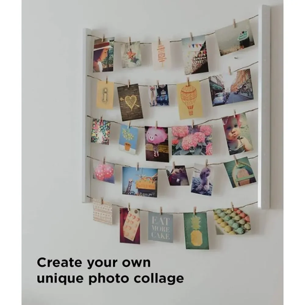 Umbra Hanging Photo Picture Display w/ Twine Cords & Clothespin Clips- New
